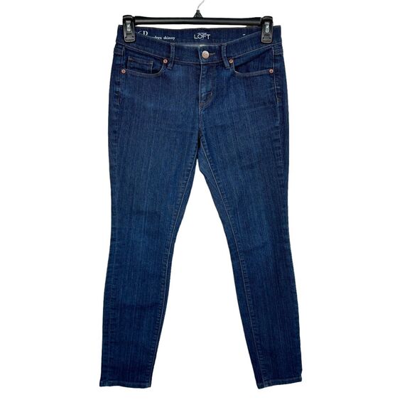 Ann Taylor LOFT Petite SZ 6P Modern Skinny Jeans Low-Rise Dark Wash Zip-Fly Blue - Picture 1 of 9